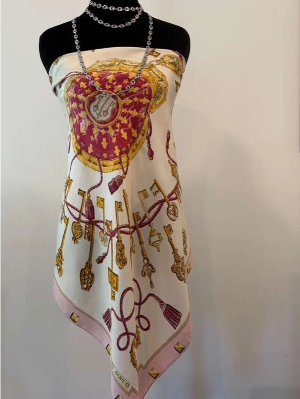 Hermes Scarf Carré 90 100% Silk - LES CLES Multicolor Stole Muffler